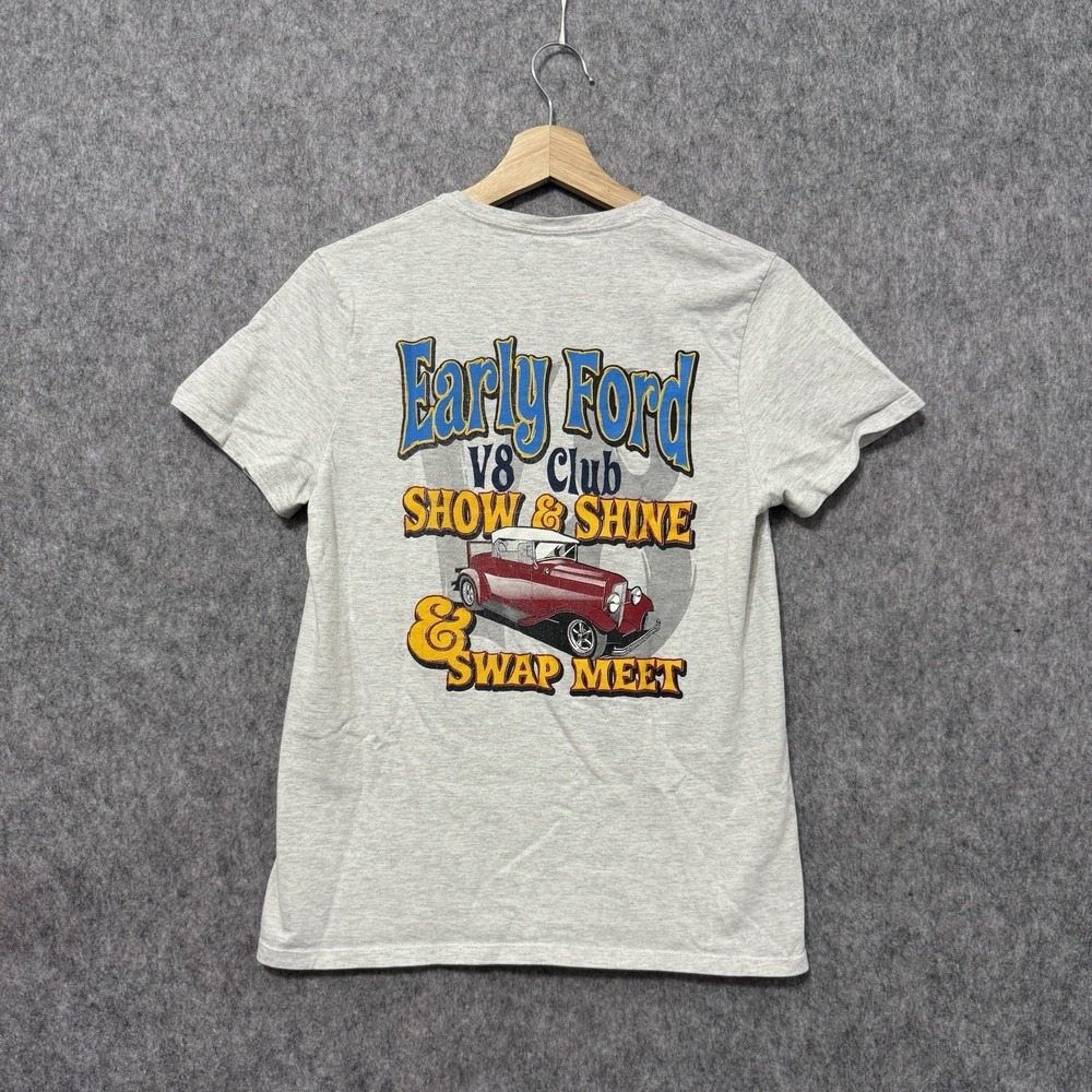 Early Ford V8 Club T-Shirt Women's Small Gray Show & Shine Swap Meet Staff